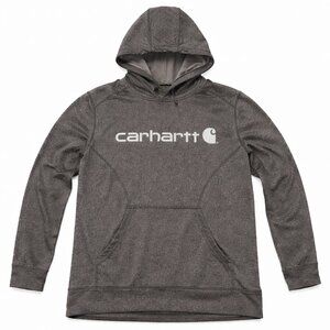 Carhartt Force Logo Hoodie XXL Gray Performance Pullover Workwear Sweatshirt
